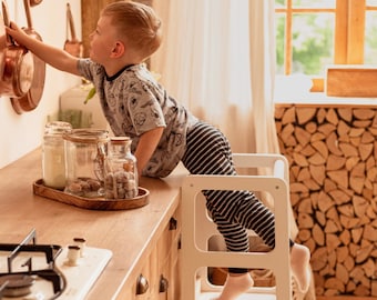 Montessori Kitchen Tower, Kitchen Step Stool, Montessori Tower, Learning Stool, Toddler Tower, Kitchen Tower, Kitchen Step Stool