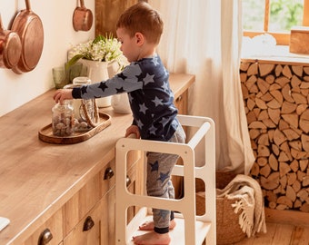 Kökstorn, Småbarnstorn, Hjälptorn för småbarn, Stegpall för småbarn, Montessorihjälpare, Kökspall, Montessorimöbler