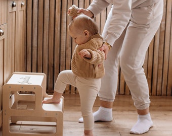 Tabouret pour tout-petits 2 étapes, tabouret d’étape, tabouret d’étape pour enfants, meubles pour enfants, tabouret de salle de bains, tabouret d’étape en bois, tabouret d’étape pour tout-petits, tabouret de cuisine