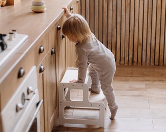 Taburete de paso para niños pequeños, taburete de paso, taburete de paso para niños, taburete de baño, taburete de 2 pasos, taburete de paso de madera, muebles Montessori, taburete para niños