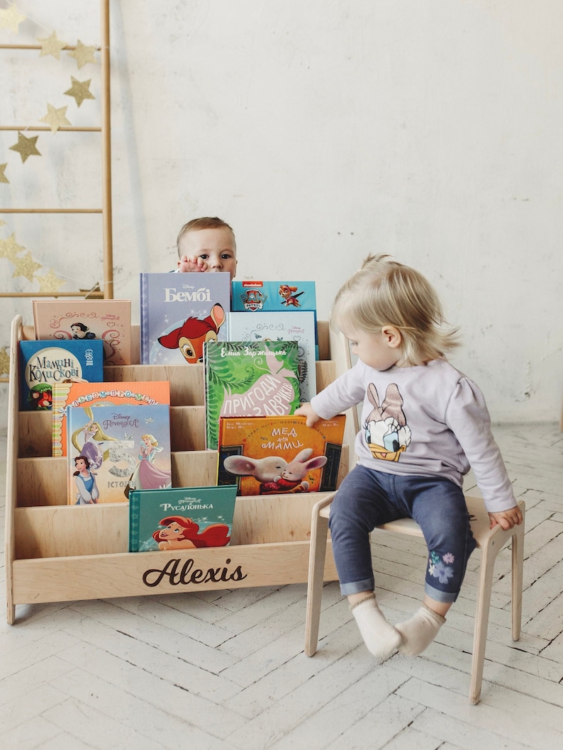 Grande libreria Montessori, libreria per bambini, mensola Montessori, libreria per bambini, libreria Montessori, libreria Kid, mobili Montessori immagine 1