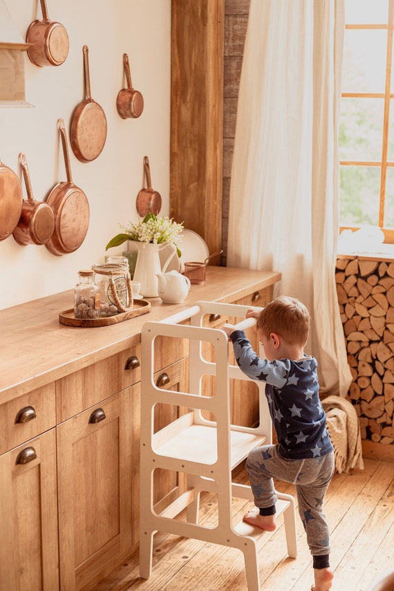 Taburete de cocina para niños pequeños, torre plegable para el aprendizaje  de los niños, taburete 4 en 1 para niños, taburete Montessori de cocina