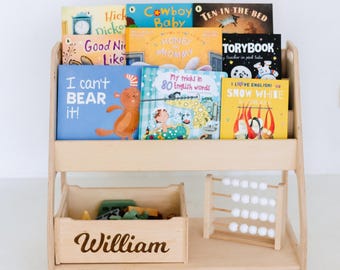 Book and Toy Storage Organizer, Montessori Bookshelf, Small Wooden Toy Shelf, Montessori Shelf, Wooden Toy Shelf, Montessori Furniture