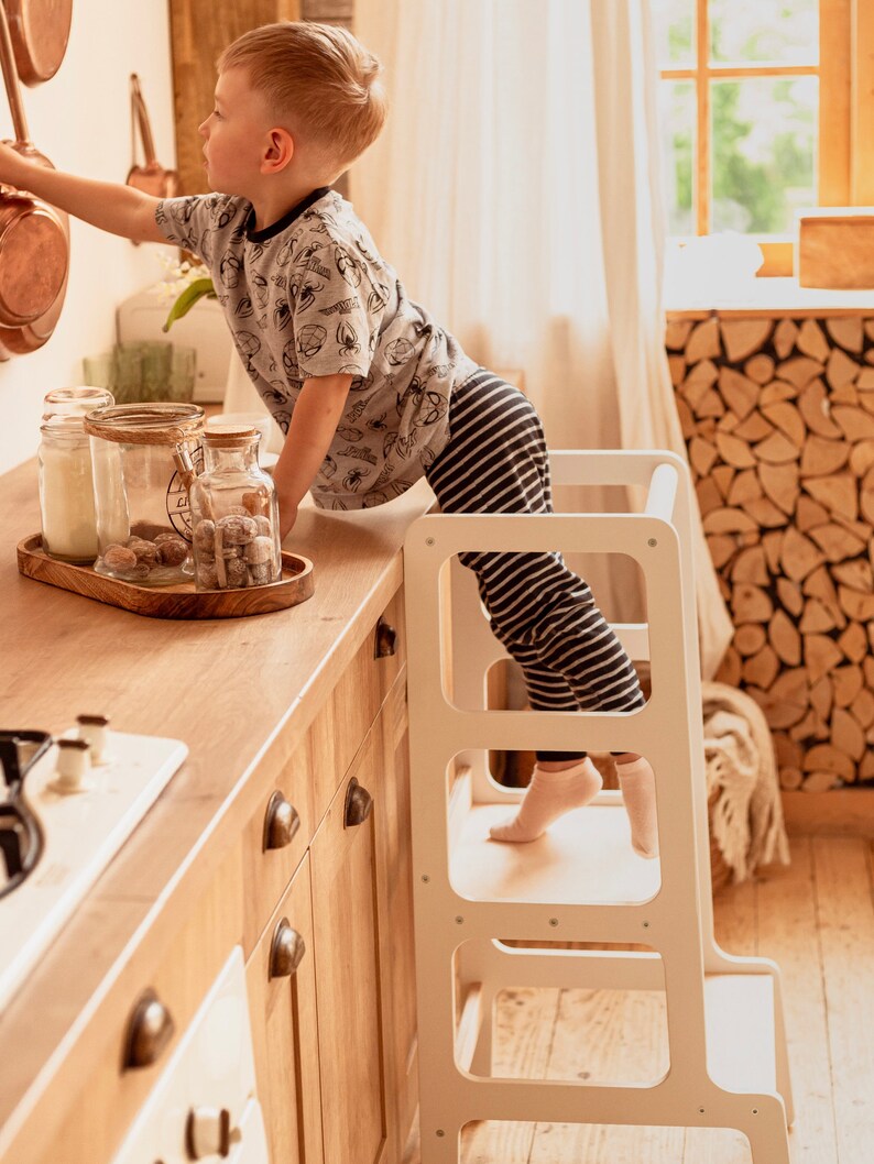 Tour de cuisine, tabouret de cuisine, tabouret de sécurité, escabeau pour tout-petits, escabeau pour enfants, tour d'activité, tour Montessori, escabeau, meubles pour enfants image 6