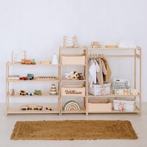 Set of 3 Shelves: Toy Storage + Montessori Wardrobe, Montessori Furniture, Montessori Shelf, Montessori Toy Shelf, Toy Storage Organizer