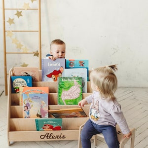 Grande libreria Montessori, libreria per bambini, mensola Montessori, libreria per bambini, libreria Montessori, libreria Kid, mobili Montessori immagine 3