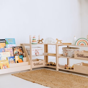 Montessori Bookshelf + Small Toy Shelf + Corner Toy Shelf, Wooden Shelf, Kids Bookcase, Toy Storage, Kids Furniture, Montessori Shelf