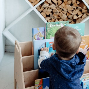 Large Montessori Bookshelf, Wooden Bookshelf, Modern Bookshelf, Kids Furniture, Montessori Furniture, Kids Bookshelf, Kids Book Storage image 5