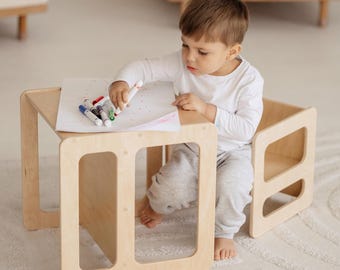 Toddler Table and Chairs Set, Montessori Table and Chairs, Wooden Kids Table Set, Montessori Chair for Toddler, Chair and Table for Toddlers