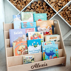 Large Montessori Bookshelf, Wooden Bookshelf, Modern Bookshelf, Kids Furniture, Montessori Furniture, Kids Bookshelf, Kids Book Storage image 3
