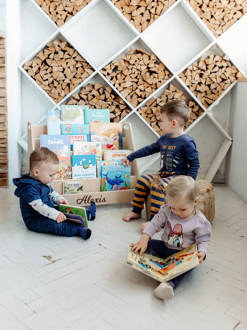 Montessori Kids Bookshelf, Montessori Bookcase, Toddler Booshelf, Kids Furniture, Montessori Furniture, Kids Bookcase, Nursery Bookshelf zdjęcie 3