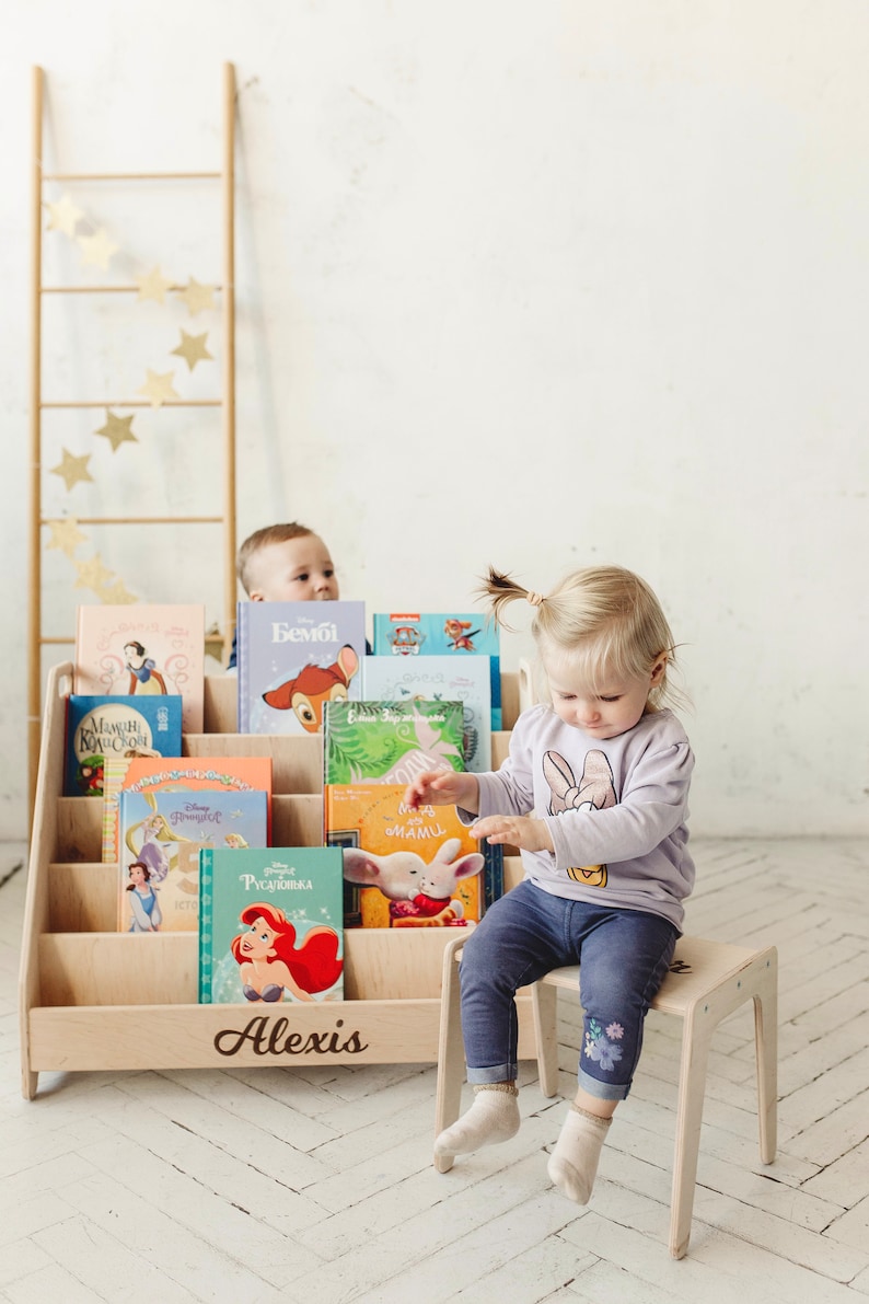 Grote Montessori Boekenplank, Kid Boekenplank, Montessori Plank, Peuter Boekenplank, Montessori Boekenkast, Boekenplank Kid, Montessori Meubilair afbeelding 4