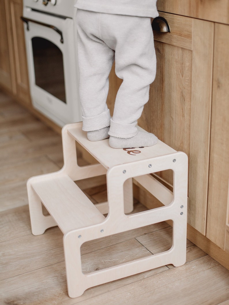 Step Stool, Step Stool For Toddlers, Toddler Step Stool, Wooden 2 Step Stool, Montessori Furniture, Kids Step Stool, Bathroom Stool image 6