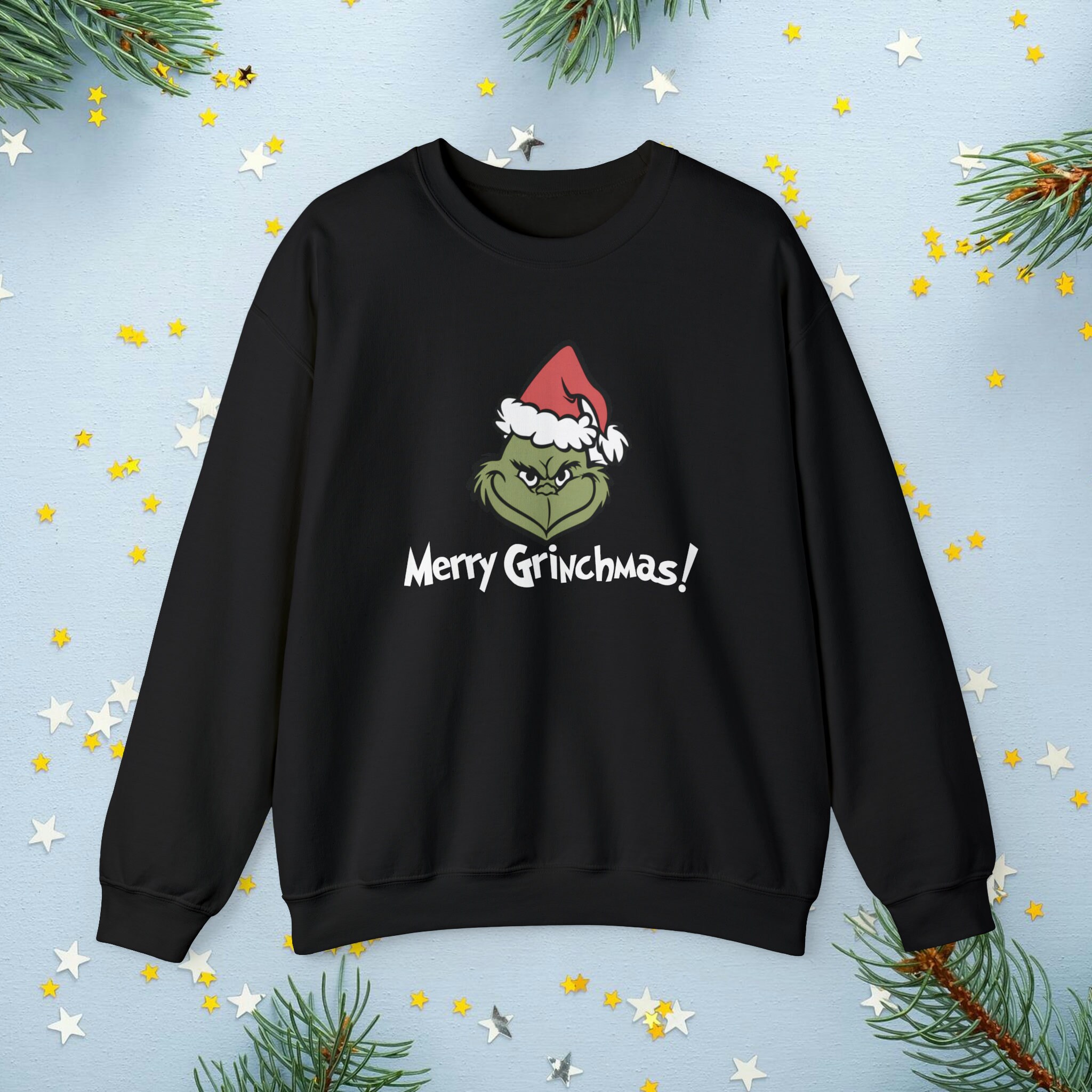 Sweat-shirt Merry Grinchmas - Sweat Du Grinch, Coupe Classique, Col Tissé, 241 G