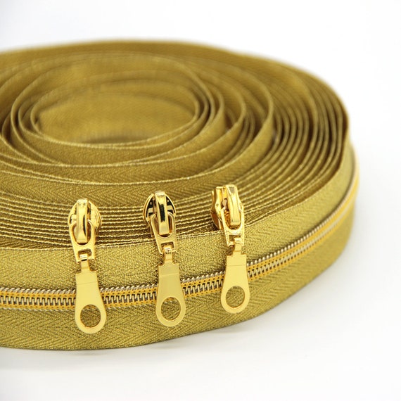 #5 Zippers by the Yard with Gold Coil