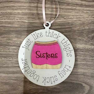 LEVLO Funny Sister Tote Bag 'Sisters Are Like Chubby Thighs' – Mittelgroß, Polyester, Waschbar