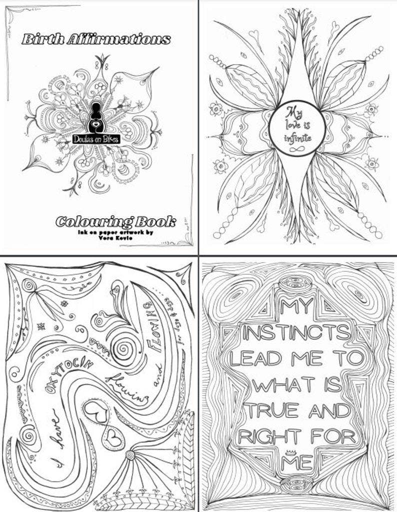 DIGITAL COPY Colouring Pages Birth Affirmations for Pregnancy and Labour image 2