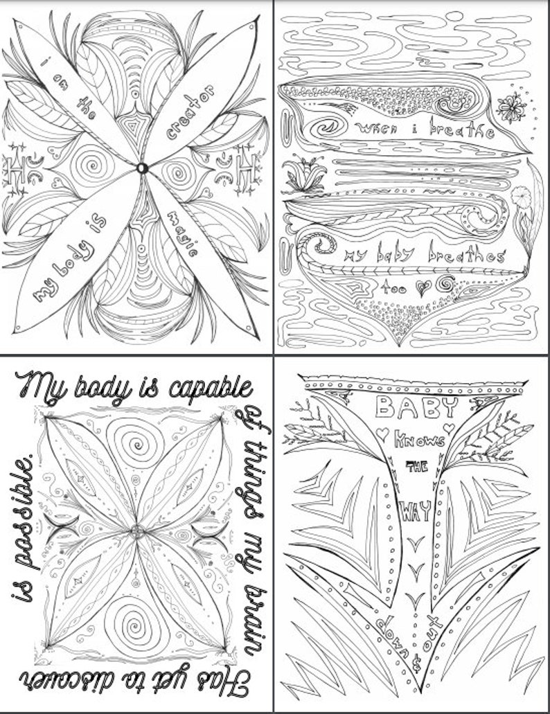 DIGITAL COPY Colouring Pages Birth Affirmations for Pregnancy and Labour image 4