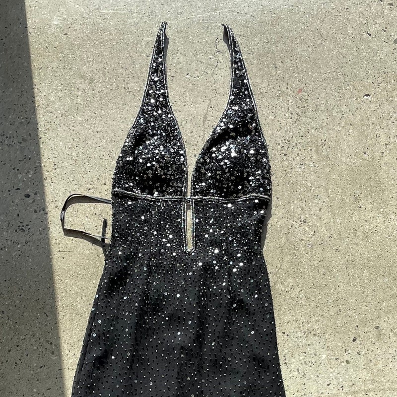 beaded halter dress