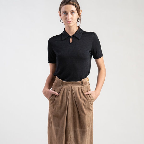 LOT_30 LOEWE Vintage Suede Butter Soft Leather Skirt S/M