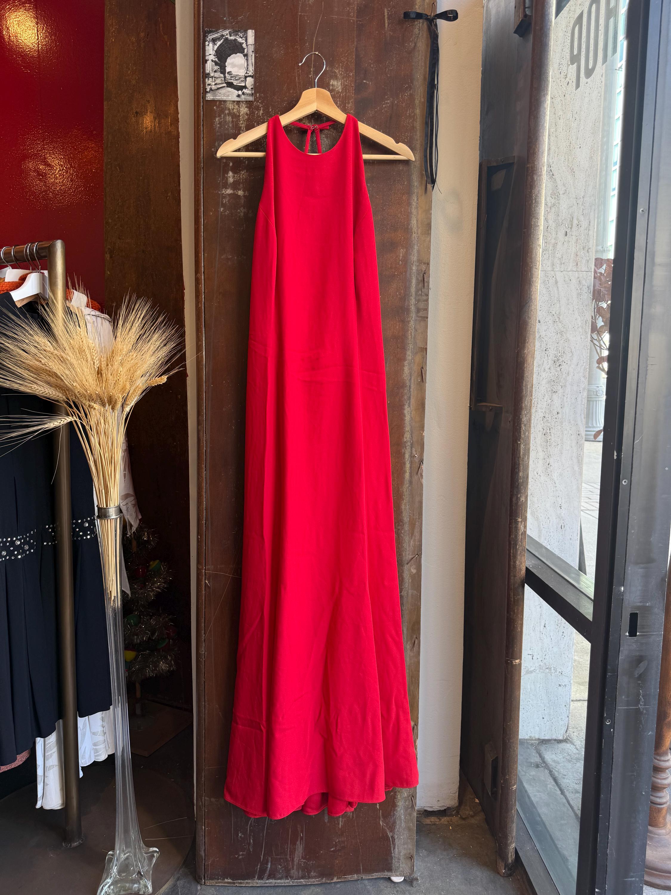 chinese dress ladies A Line Strapless Open Back Red Long Prom Dresses, Red Chiffon Formal G