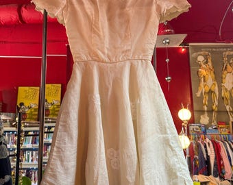 40s dress silk organza babydoll waist: 22"