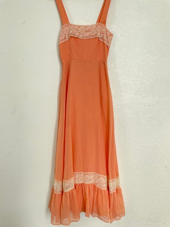 LOT_51 Gamelion Peach Pink vintage 70s dress line… - image 1