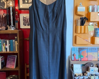 Sydney North Jean of California Vintage 1950s Black Silk wiggle cocktail dress rhinestones viva Vegas 29,5 waist litte black