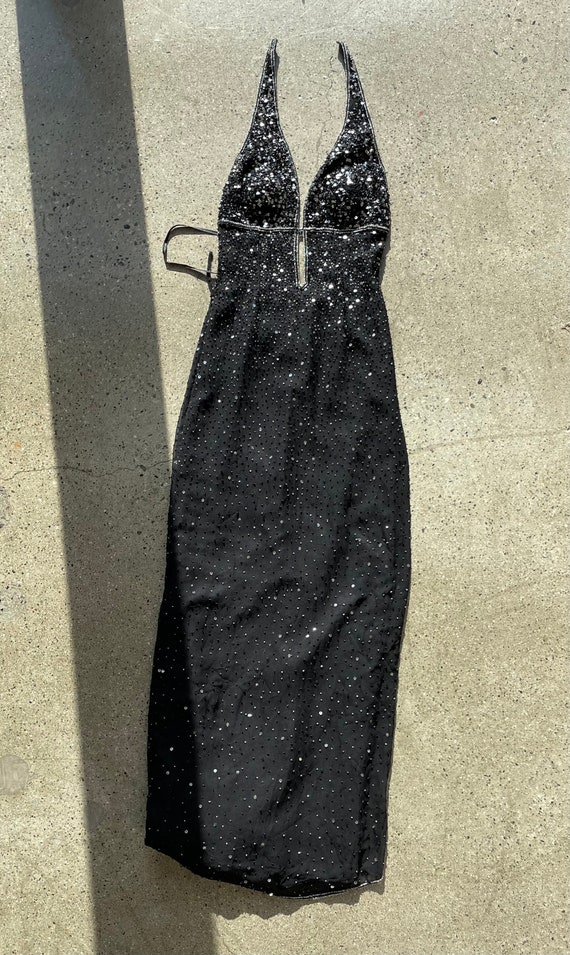 LOT_03 Vintage 90s SCALA Black Silver Silk Gown Ma