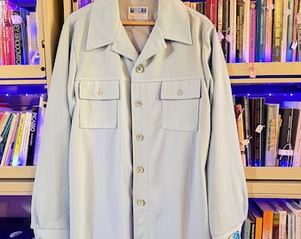 70s Vintage Shirt Jacket Time Out by Farah NWT deadstock blue