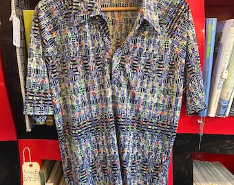 Vintage 1960’s Lilly Dache MCM Tiki Mod Pullover Shirt L