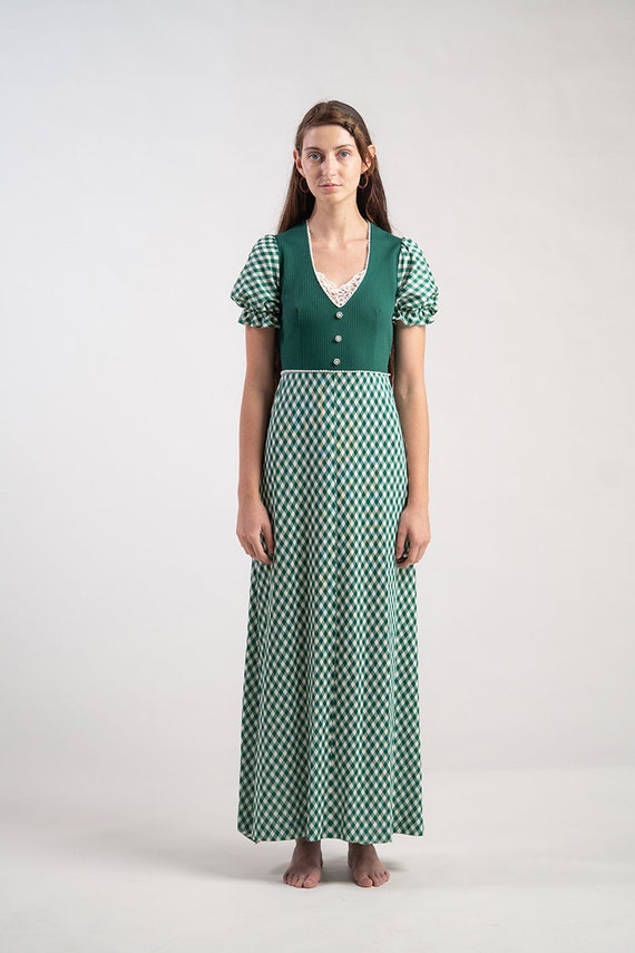 Patricia Fair Green Gingham Plaid Prairie Puff Sle