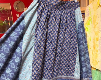 70s 80s skirt quilted dirndl yoke full circle CLAUDE vintage midi
