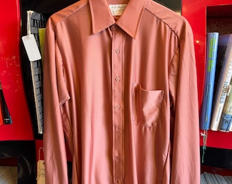 Sears Studio 54 Perma Prest Qiana Vintage 1970’s Nylon Dagger Collar n Button Up Shirt Disco