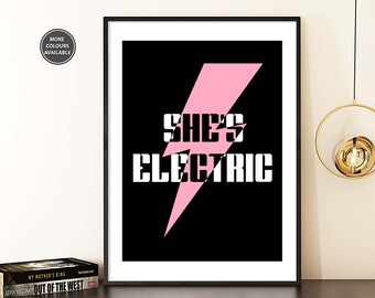 Oasis Lyric Print, Oasis Poster, Oasis She's Electric Print, Oasis She's Electric Poster, 90's Lyric Print, Indie Music, Retro Music Poster