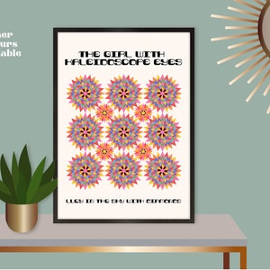 Kaleidoscope Eyes Lyric Print, The Girl with Kaleidoscope Eyes, Lucy In The Sky with Diamonds Print, Beatles Lyric Print, Retro Lyric Print