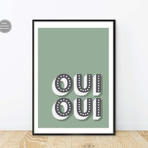 Oui Oui French Typography Print, French Slogan Poster, Bathroom Print Oui Oui Poster, Bold Typography Poster, French Quotes