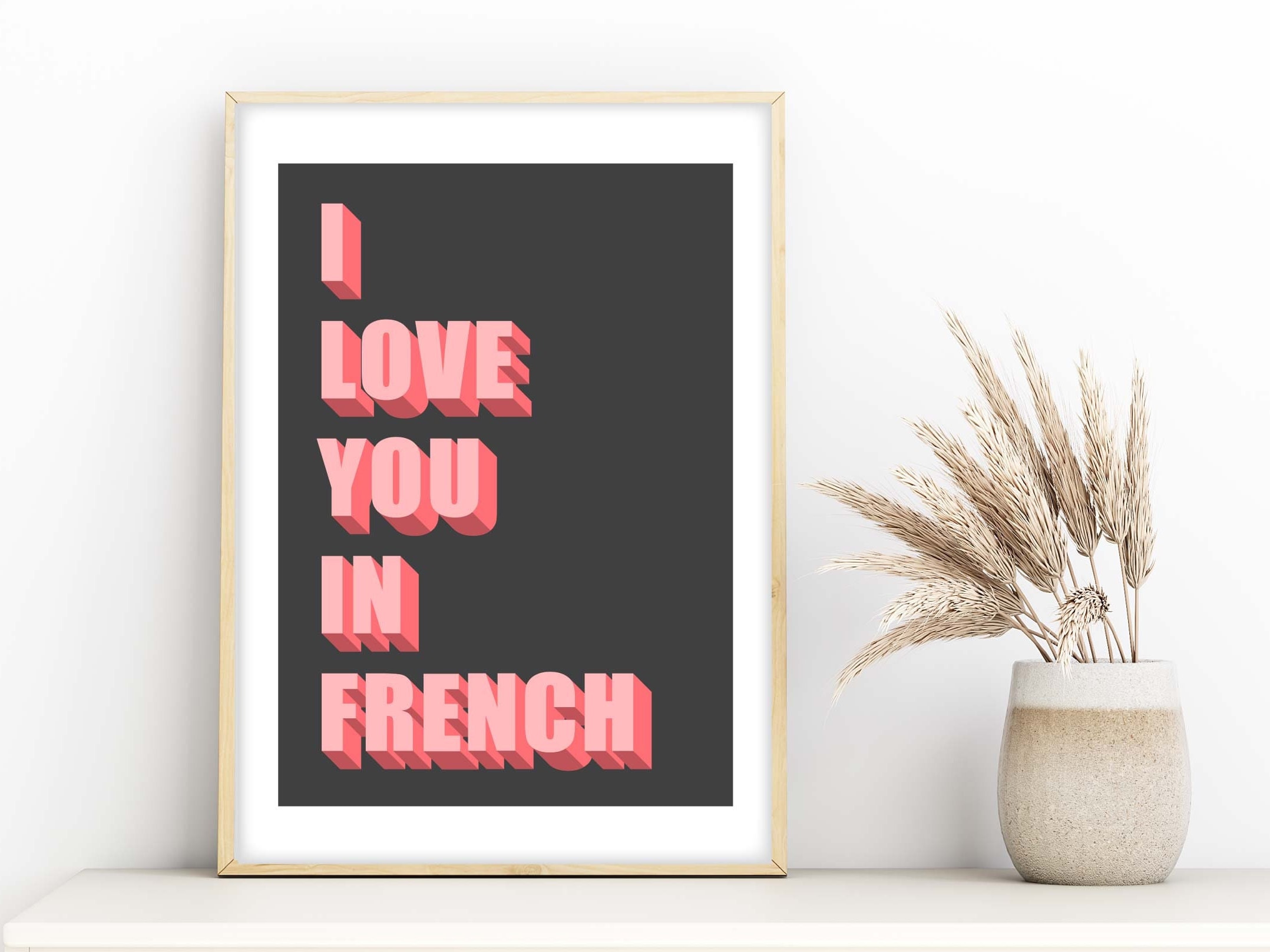 I Love You in French Print French Slogan Poster I Love You | Etsy