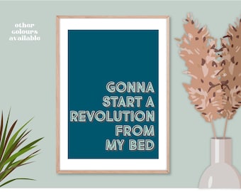 Don't Look Back In Anger Oasis Lyric Print,  Gonna Start A Revolution From My Bed Oasis Lyric Poster, Oasis Lyric Poster