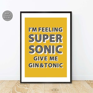 Oasis Inspiriert Lyric Print, OasisInspired Poster, Oasis Supersonic, Gin & Tonic Print, 90er Jahre Lyric Poster, Indie Musik Poster