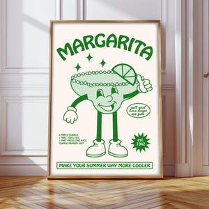 Retro Cartoon Cocktail Print, Margarita Print Retro, Retro Cocktail Print, Retro Margarita Print, Retro Margarita Poster, Bar Warenkorb Dekor