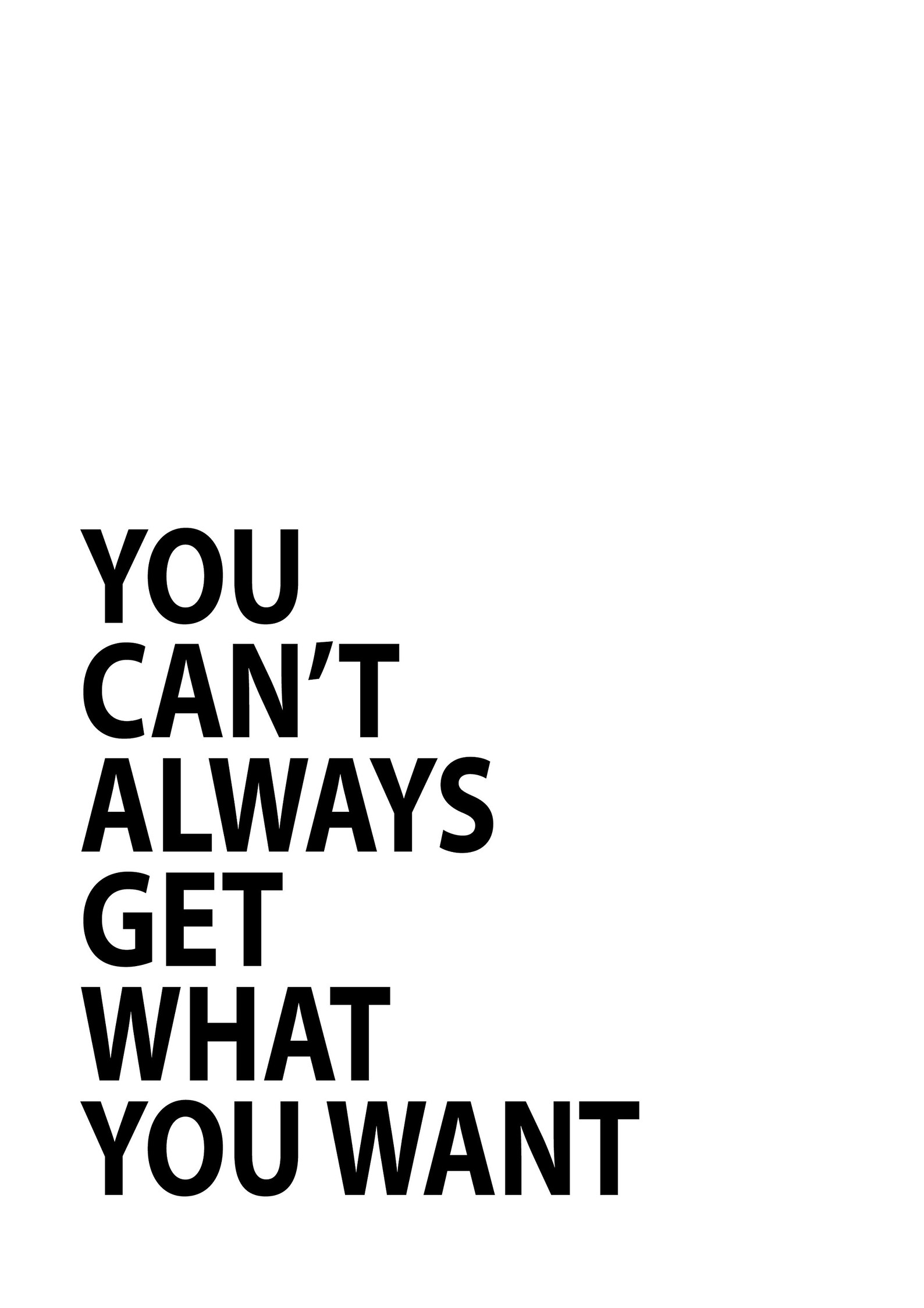 Rolling Stones Lyric Print You Cant Always Get What You Want Etsy