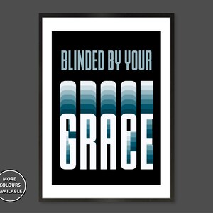 Stormzy Lyriktryck, Stromzy Lyrikaffisch, Stormzy-affisch, Grime Music Lyrikaffisch, Blinded By Your Grace-affisch Black Blue / border