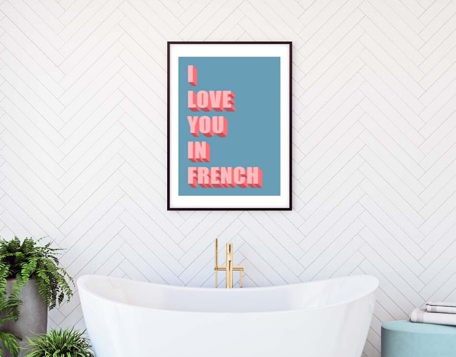 I Love You in French Print French Slogan Poster I Love You - Etsy