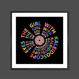 Kaleidoskop-Augen-Lyric-Druck, das Mädchen mit Kaleidoskop-Augen, Lucy im Himmel mit Diamanten-Druck, Beatles-Lyric-Druck, Retro-Lyric-Druck
