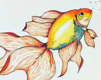 Watercolor Goldfish