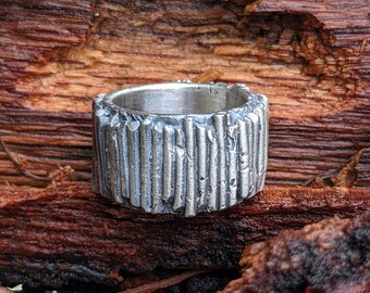 Truly Unique & Beautiful Hand Cast Brutalist Solid Sterling Ring