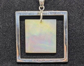 Vintage Sterling Silver Pendant with Floating Mother of Pearl