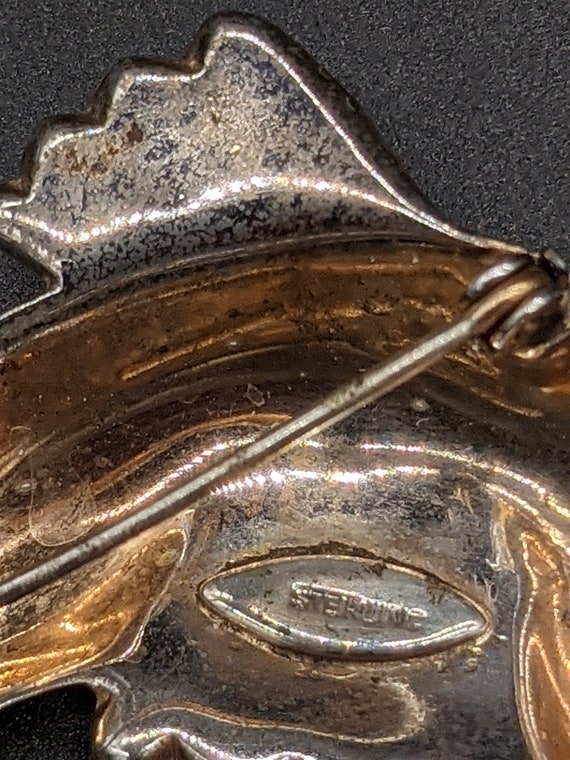 Amazing Solid Silver Art Deco Dolphin Brooch with… - image 4