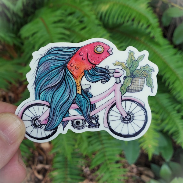 Fish On A Bicycle vinyl Sticker